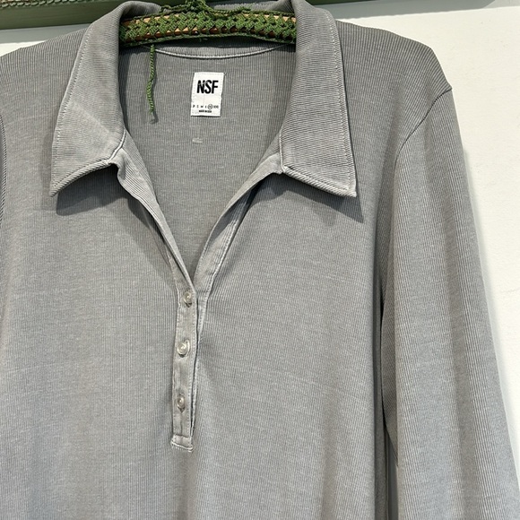 NSF RIB KNIT CASUAL CHIC STORMY GREY Lounge MIDI DRESS W SLIT WOMENS XL NEW NWT - Picture 3 of 7